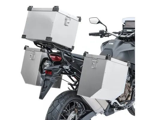 Bagtecs Kofferset Alu Koffer 41-41L Topcase 38L für Yamaha XTZ 750 Super Tenere - Robustes Aluminium Kofferset mit 2x 41L Alukoffer und 38L Topcase. Ideal für sicheren Transport und einfache Montage an verschiedenen Kofferträgern. Hohe Stabilität und Diebstahlschutz inklusive.