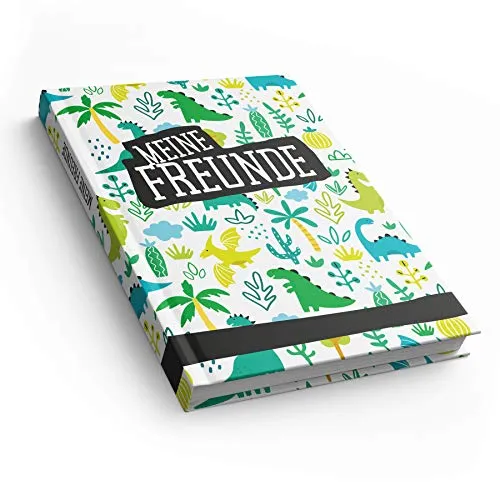 itenga Freundebuch Dinos Dinosaurier Muster Meine Freunde DIN A5 88 Seiten