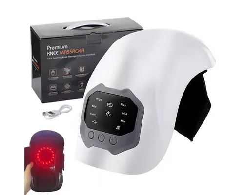 Welikera Massagegerät Kniemassagegerät mit Wärme, Vibration & Touchscreen, 3 Stufen, 3-stufige Temperaturregelung, rote Lichtvibration