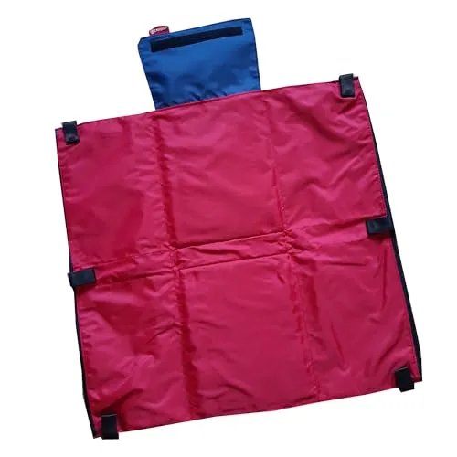 Tragbare Wickelunterlage Wickeltasche Wickelquick®/mit einer Hand bedienbar/sicher durch Abrollschutz/4 Seitentaschen/abwaschbar/blau-rot