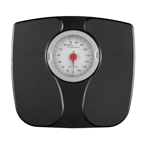 LITTLE BALANCE 8727 Comfort 150 Mechanische Personenwaage mit XL-Display, kompakte Bauform, 150 kg, Schwarz