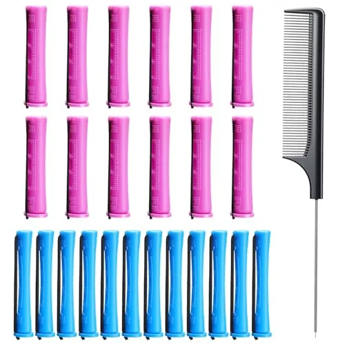 Stück Dauerwellen Wickler Lockenwickler Klein 0.9 cm Kleine Lockenwickler 1.9 cm Lockenwicklers Dauerwelle Styling Werkzeug Perm Rods für Kurzes bis Langes Haar 24