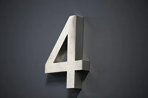 Lüllmann Hausnummer Premium Edelstahl in 3D Design Arial ALLE Zahlen H20cmxT3cm V2A TOP (Arial 20cmx3cm Nr.4)