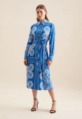 Seidensticker Sommerkleid Schwarze Rose mit Tuchprint - Kleider, elegantes Sommerkleid mit Langarm und modischem Tuchprint in Blau, perfekt für stilvolle Anlässe.