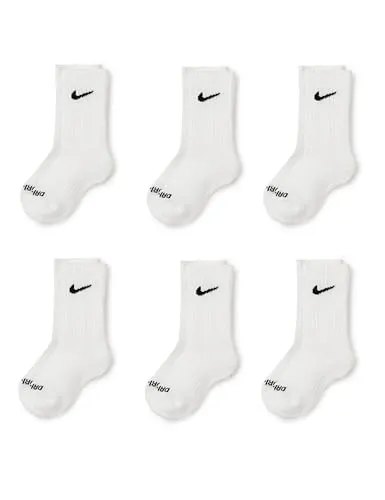 Nike Kinder Df Perf Basic Crew Socken, White, 4/5 Jahre