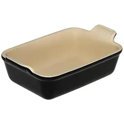 LE CREUSET Auflaufform 26cm Schwarz TRADITION - Robuste Steinzeug-Auflaufform, ideal für Ofen, Mikrowelle und Gefrierschrank. Modernes Design und leicht zu handhaben – perfekt für kreative Kochabenteuer!