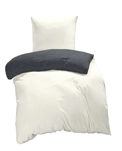 one-home Winter Biber Bettwäsche Meliert Melange Baumwolle Kuschelig Warm Weich Flanell, Größe:2 teilig 155x220 cm, Farbe:Natur beige/anthrazit