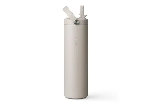 Vinsun Thermoflasche beige 750ml mit Strohhalm - Thermosflasche aus Edelstahl, doppelwandig isoliert und auslaufsicher. Ideal für Sport, Outdoor und Schule - hält Getränke stundenlang heiß oder kalt.