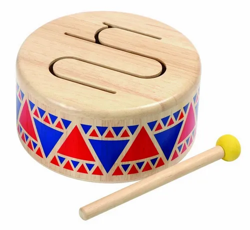 Plan Toys Trommel Fest - Spielzeug-Musikinstrument aus Gummibaumholz - Kinderinstrumente, fördert die musikalische Entwicklung und Kreativität von Kindern spielerisch.