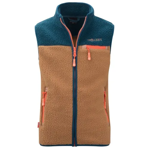 Trollkids Kid's Hemsedal Vest - Fleeceweste in Braun, Größe 176 - Stylische und warme Fleeceweste für Kinder, ideal für Wandern und Trekking, aus 100% Polyester für besten Komfort.
