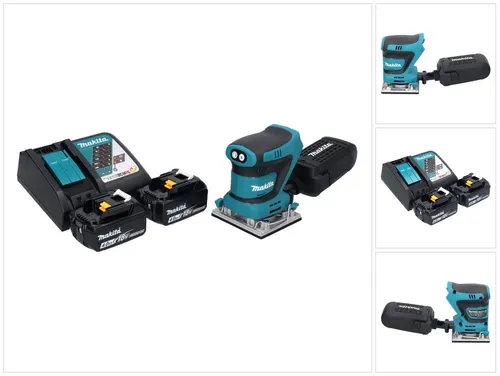 Makita Exzenterschleifer DBO 482 RM Akku Schwingschleifer 18 V - Leistungsstarker Akku-Schleifer mit 2x 4,0 Ah Akkus für kabellosen Einsatz. Ideal für präzise Schleifarbeiten auf verschiedenen Oberflächen.