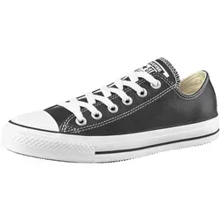 Sneaker CONVERSE Chuck Taylor All Star Basic Leather Ox, Gr. 39,5, schwarz - Sportliche Sneaker aus robustem Leder mit rutschfester Gummisohle, ideal für Skater und modebewusste Träger.