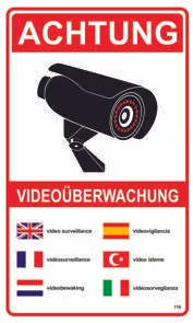 Achtung Videoüberwachung, 2 Stück, 250 x 150 mm Schild PST-Kunstoff