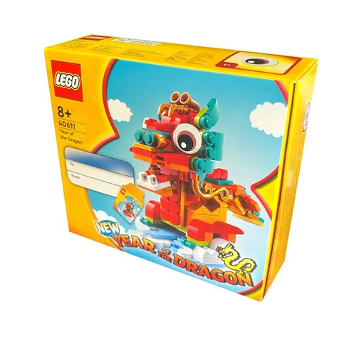 LEGO Jahr des Drachen 40611 - Bausatz für Kinder ab 8 Jahren, 214 Teile, beweglicher Drache mit bunten Flügeln und Sockel zur Dekoration