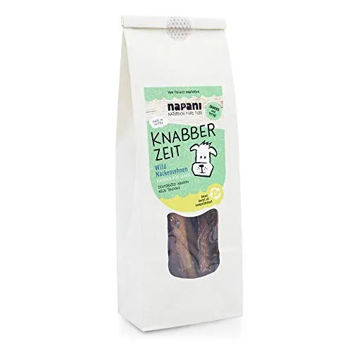 napani - Knabber Zeit - Wild Nackensehnen, Hunde leckerlis, Getrocknete Kaustangen für Hunde, Hundeleckerlies für artige Hunde, getreidefrei & glutenfrei, 1 x 200g