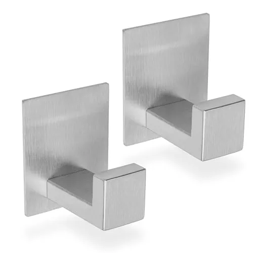 ECENCE 2x Handtuchhaken ohne Bohren selbstklebend gebürstet Handtuchhalter Edelstahl, Klebehaken, Garderobenhaken, Kleiderhaken zum kleben