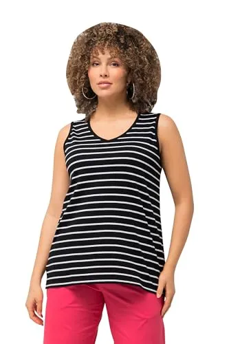 Ulla Popken Damen Top schwarz/weiß 46/48