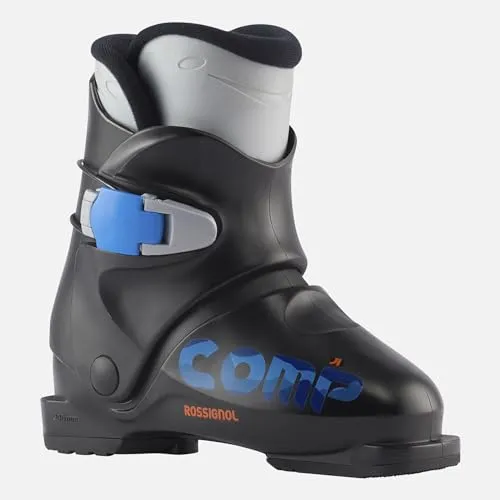Rossignol Kinder Skischuhe COMP J1-21,5/34 - Schwarz, Dämpfung, weicher Flex, Thermogeformte Innenschuhe