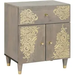 vidaXL Nachttisch Grau 50 x 33 x 60 cm massives Mangoholz