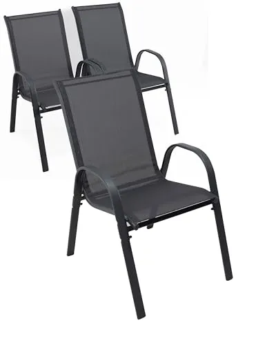 Ondis24 Gartenstuhl Stapelstuhl Manor Set anthrazit (3)