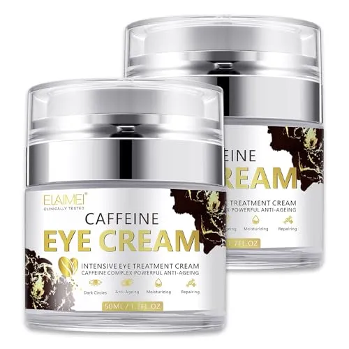 P-Beauty Naturkosmetik Augencreme mit Koffein - Anti Aging Eye Cream gegen Augenringe, Schwellungen & Tränensäcke - Feuchtigkeit & Glättung für wache Augen (2x50ml)