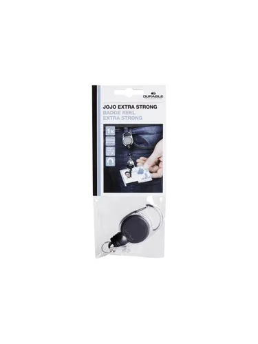DURABLE Extra starkes Jojo mit Metall-Clip für schwere Kartenhalter oder Schlüssel mit einem Gewicht bis 300 g.