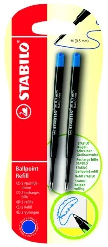 Kugelschreibermine STABILO Ballpoint Refill - 2er Pack, extrem weiche Paste für ultimativen Schreibkomfort, dokumentenechte blaue Tinte