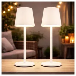 GLOBO LIGHTING LED Tischleuchte mit Touchdimmer, Akku und Farbwechsel - Moderne Tischleuchte für Innen und Außen mit stufenlosem Touchdimmer und fixierbaren Farbtemperaturen. Ideal für stimmungsvolles Licht und flexibles Design. Inklusive USB-Ladekabel und 2 Leuchten!