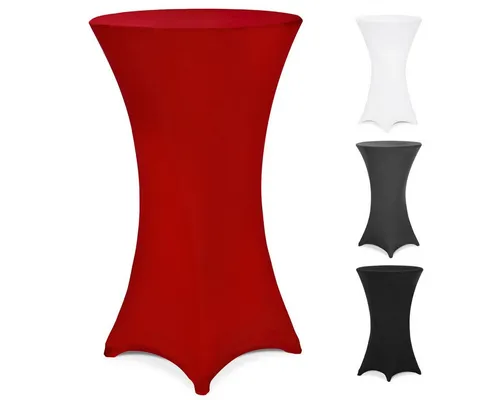 Detex Stehtischhusse, 60cm Rot Hussen für Stehtische Rund Bezug Überwurf Weihnachten Deko