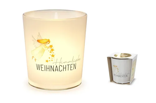 Windlicht Glas Teelichthalter Weihnachten Love Xmas la vida Engel 640174