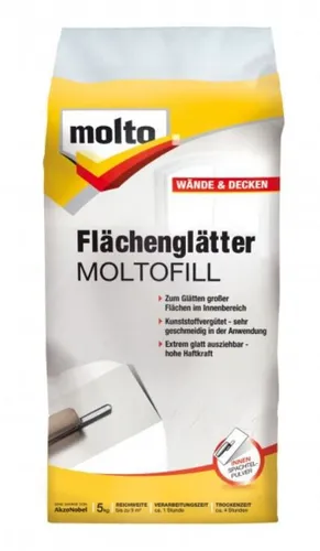 Molto Flächenglätter Moltofill 5 kg Pulver Spachtel zum Glätten