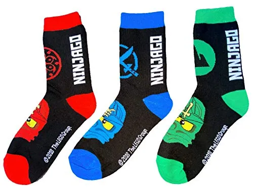 TVM Europe GmbH LEGO NINJAGO Socken Set 3 Paar Kindersocken Kinder Strümpfe für Jungen Ninja Gr.27/30 31/34 35/38 (27/30)