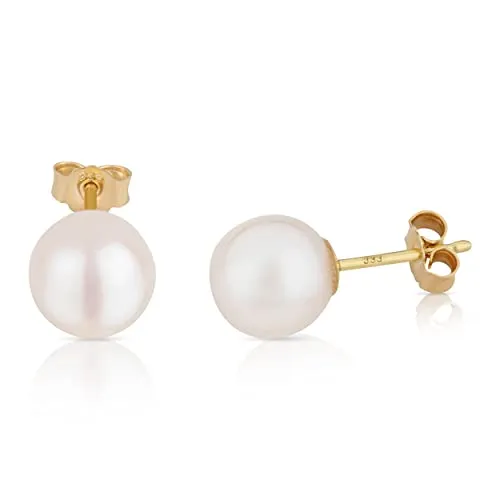 NKlaus Paar 8mm Echte Süßwasserperle Ohrstecker 333 Gelb Gold - Ohrringe für Damen | Zeitlose Eleganz mit 8mm Süßwasserperlen und 333er Gold, ideal für jeden Anlass und ein Must-Have für jede Schmuckkollektion.