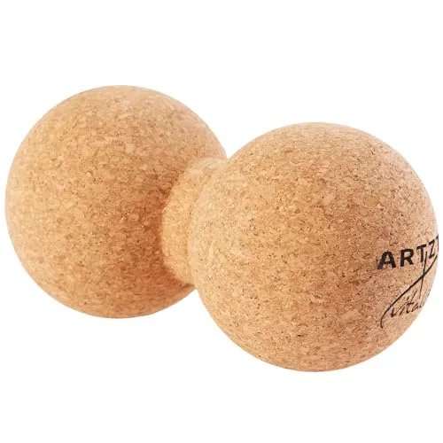 ARTZT vitality Kork Ball Duo | Doppel Faszienball aus echtem Kork | Nachhaltiger Massageball Made in Portugal | Kork Faszienball für Faszientraining zu Hause Beige, 16 x 8 cm