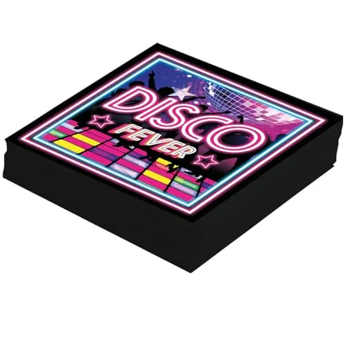 FIESTAS GUIRCA | 12 Disco Fever Servietten (16x16 cm) - Tischdekoration für Abschlussfeiern und Feiern - Ideal für Events und Retro-Partys - Mehrfarbig