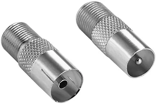 POPPSTAR 2x SAT Adapter Koax Antenne (F-Buchse, 1x auf IEC Antennenstecker, 1x auf Antennenbuchse), Coax Kupplung für Koaxialkabel