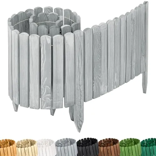 Garronda Rasenkante Holz Beeteimfassung 200 cm x 40 cm – Flexibler Rollborder Zaun für Garten - Flexibler Gartenzaun aus imprägniertem Holz, wetterbeständig und einfach zu installieren. Perfekt zum Abgrenzen von Beeten und Pflanzen, verleiht Ihrem Garten Struktur und Stil.
