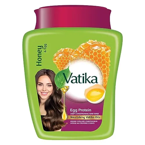 Produktbild Vatika Multivitamin Haarmaske mit Eiprotein für strapaziertes Haar, 500g – Nährt die Kopfhaut, fördert dickeres Haar, glättet und versiegelt Feuchtigkeit