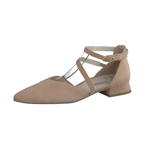 Paul Green Damen Ballerina - Beige (Dakar), 40 EU - Elegante Riemchenballerinas aus Leder mit komfortablem Blockabsatz (2 cm) - ideal für stilvolle Auftritte und gemütliche Abende.