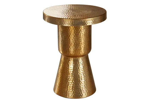 FineBuy Design Beistelltisch 43 x 59 x 43 cm - Orientalischer Aluminium Dekotisch - Beistelltische fürs Wohnzimmer mit einzigartigem Hammerschlag-Design, handgefertigt aus goldfarbenem Aluminium für einen Hauch von 1001 Nacht in Ihrem Zuhause.