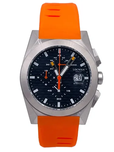 Armbanduhr Locman Stealth Chrono Quarz 812KO/435 41mm Gummi Pizazz Neu