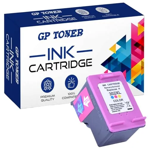 GP TONER Druckerpatronen Ersatz für HP 302 302XL Tintenpatronen für HP OfficeJet 3831 5230 5220 3833 4650 3830 DeskJet 3630 3636 1110 2130 Envy 4525 4520 4524 (302XL Farbig)