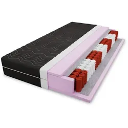 Deine Möbel 24 Taschenfederkernmatratze H3 90x200 cm Schwarz - Hochwertige Taschenfederkernmatratze H3 mit 7 Zonen für optimalen Schlafkomfort. Ideal für Allergiker, waschbarer Bezug und atmungsaktives Material sorgen für Hygiene und perfekten Schlaf in jeder Jahreszeit.