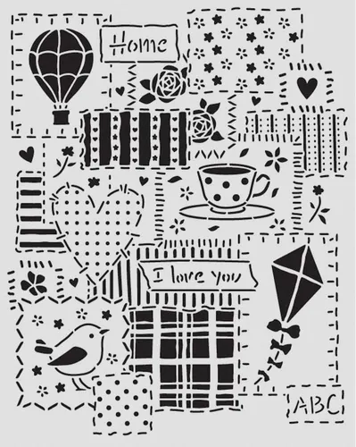 Stamperia Malschablone Schablone Family - Patchwork, 20 x 25 cm