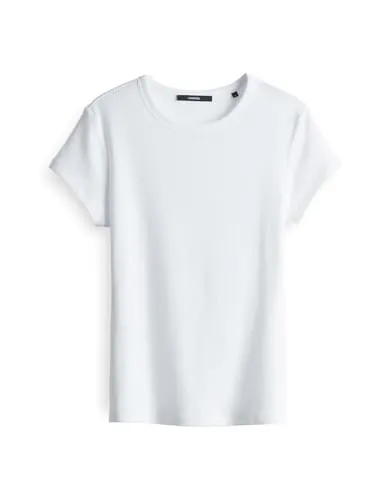 someday Damen Kurzarmshirt | Rippshirt KLEOH Slim aus BCI Cotton Mix White, 38