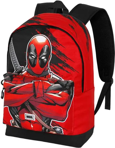 Karactermania Marvel Deadpool Bad Plus Hs Rucksack Rot - Schulrucksack aus hochwiderstandsfähigem Ripstop-Material mit gepolstertem Elektronikfach und verstärkten, verstellbaren Schultergurten – ideal für Fans von Deadpool!