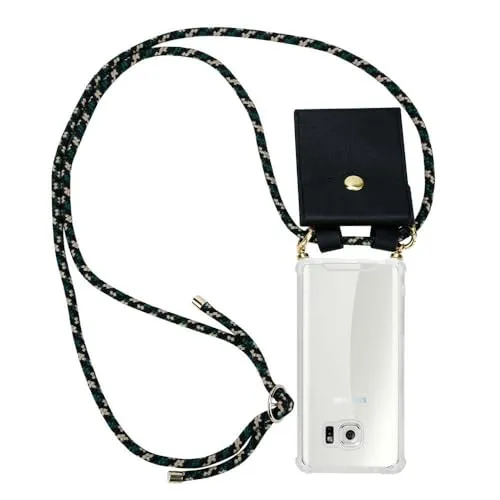 Cadorabo Handykette kompatibel mit Samsung Galaxy S6 Schutzhülle TPU Silikon Case Necklace Design Slim Kratzfest Kordel Band mit Etui Rundumschutz Case Hülle für Galaxy S6 in Grün