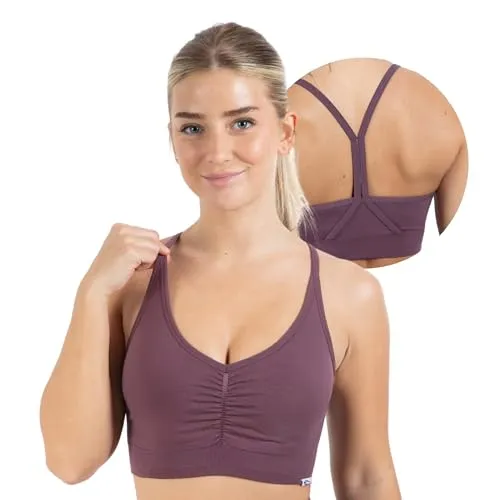 SMILODOX Sport BH Damen Solid Scrunch, Ohne Bügel, Shaped Fit Yoga Bra, V-Ausschnitt, Herausnehmbare Cups, Blickdichter Push Up BH, Verstellbare Träger, Ideal für Gym, Fitness, Laufen & Training