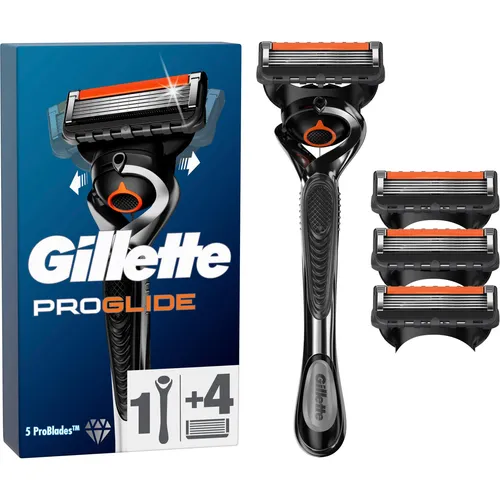 Gillette Proglide Handle - 4 Klingen - Rasierausstattung mit Flexball-Technologie für eine perfekte Anpassung an die Gesichtskonturen und bis zu 30 Rasuren pro Klinge für langanhaltende Frische.