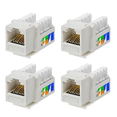 UC-Express 4x Keystone Jack Modul für CAT6 Kabel bis 10 Gbit/s mit Verschluss Werkzeuglos STP RJ45 Buchse Netzwerkkabel Verbinder Patchpanel Netzwerkdose